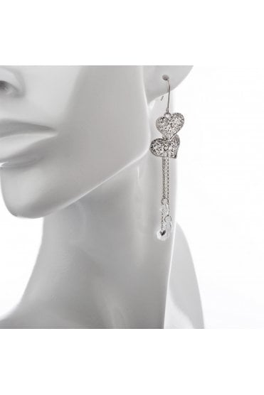 Double Heart Crystal Fish Hook Earrings