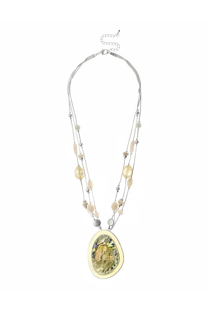 Majique London Mystic Radiance Silver Necklace With Abalone Accent
