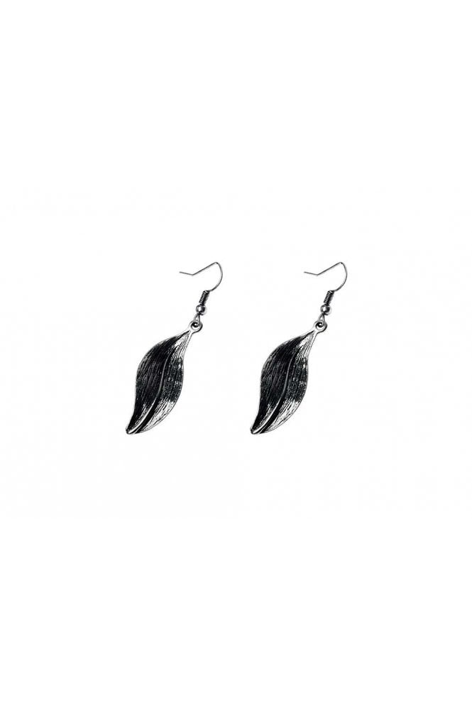 Majique London Antique Silver Leaf Drop Earring