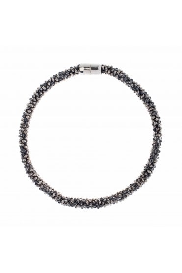 Black Diamond Crystal Bead Necklace with Magnetic Clasp