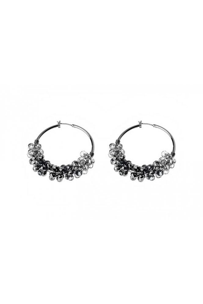 Majique London Black Diamond Spark Hoop Earring