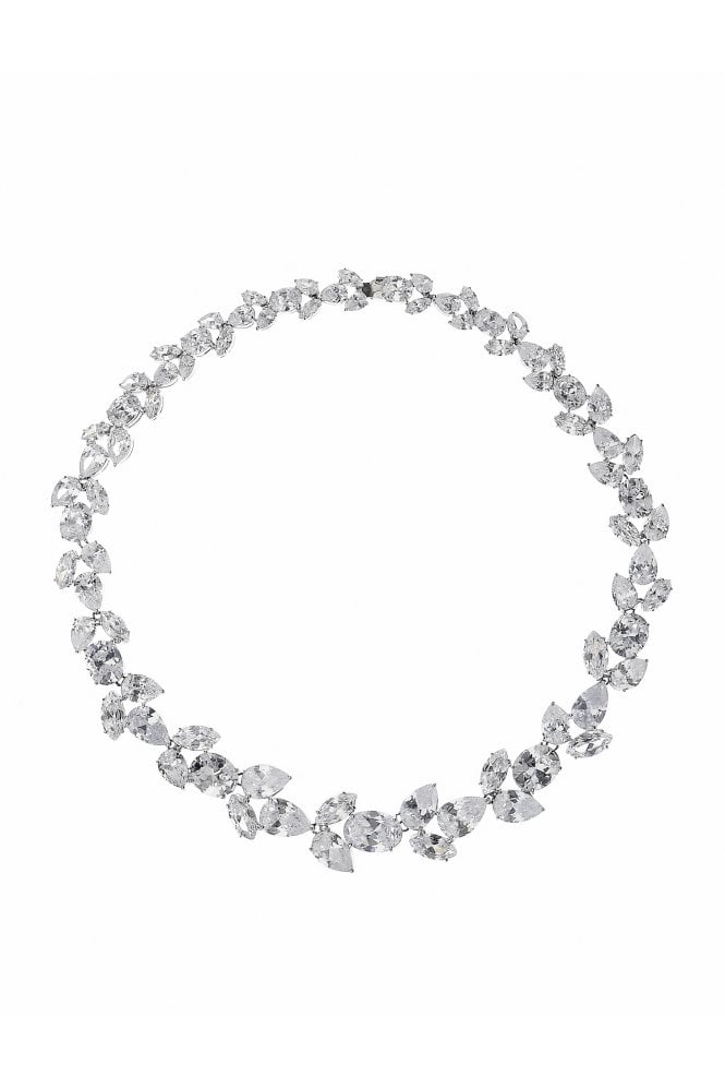 Majique London Blossom Brilliance Elegance Necklace with Silver Floral Cubic Zirconia Accent