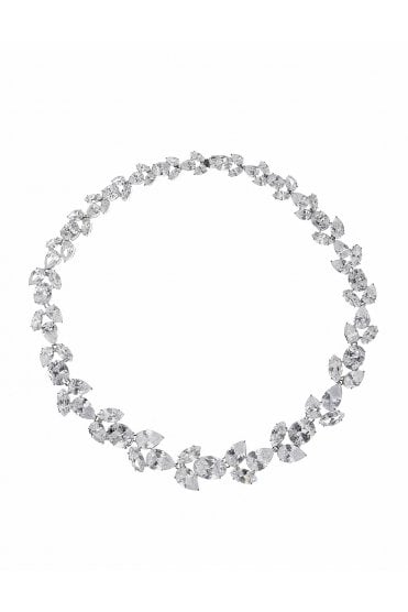 Blossom Brilliance Elegance Necklace with Silver Floral Cubic Zirconia Accent