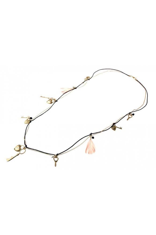 Majique London Boho Charm Key Heart Necklace