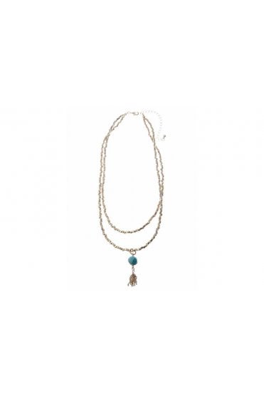 Boho Glam Turquoise Tassel Necklace with Double CCB Beads