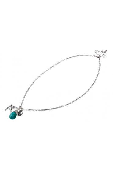 Boho Turquoise Chain Necklace With Bird & Leaf