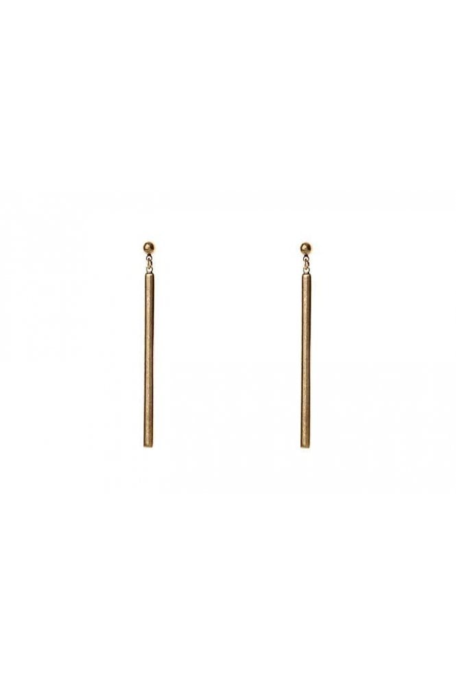Majique London Brass Bar Drop Stud Earring