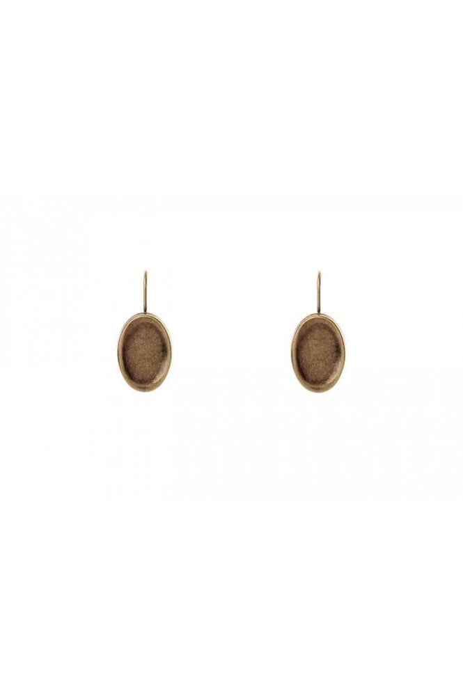 Majique London Brass Oval Drop Fish Hook Earring