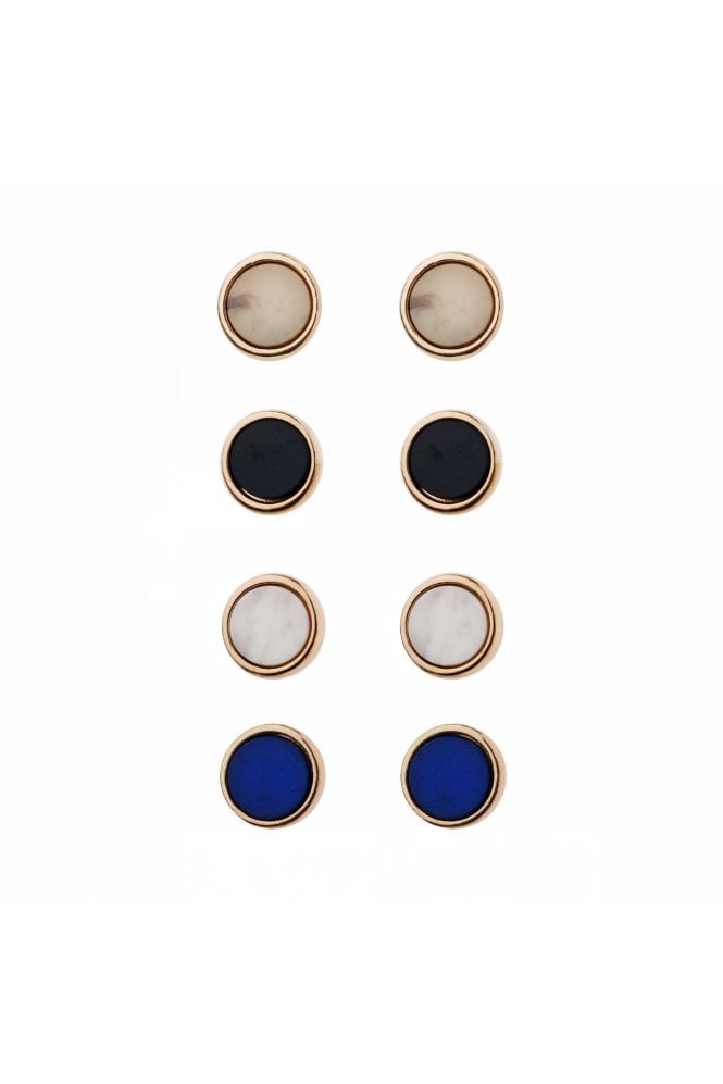 Majique London Quad Round Acrylic Stone Stud Earring Set
