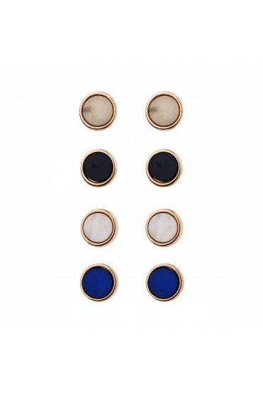 Quad Round Acrylic Stone Stud Earring Set