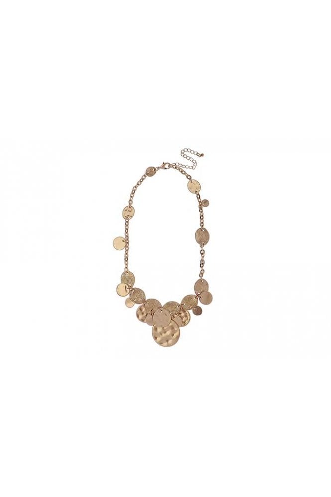 Majique London Chain Necklace with Multi Hammered Disc Pendants