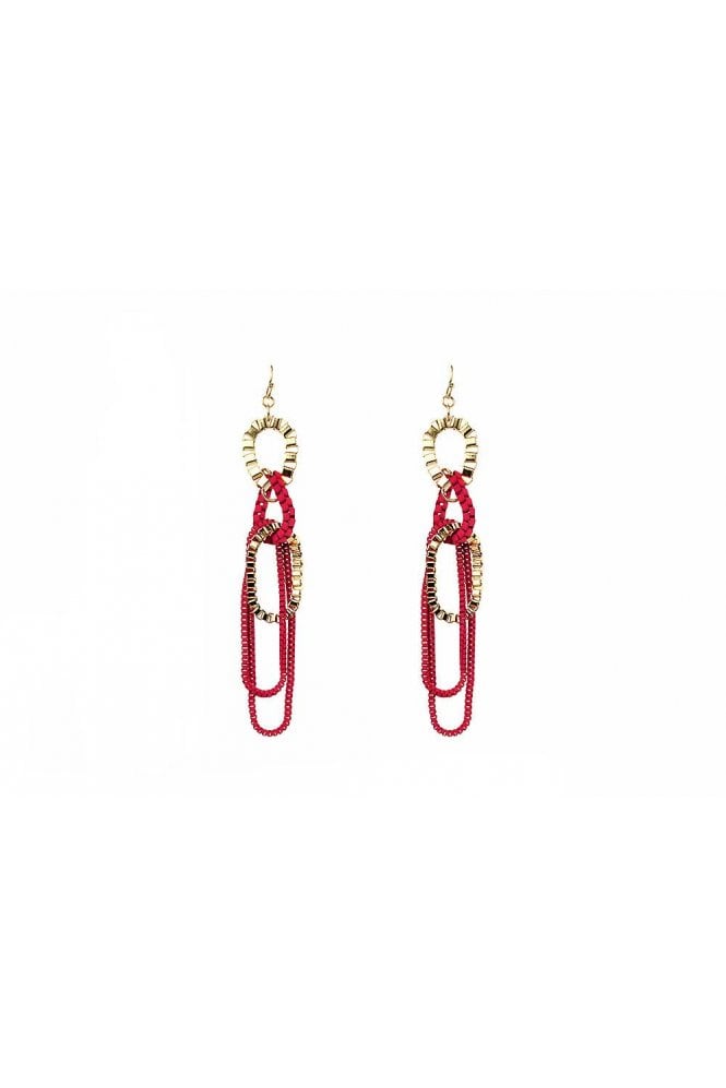 Majique London Chained Coral Dangle Earring