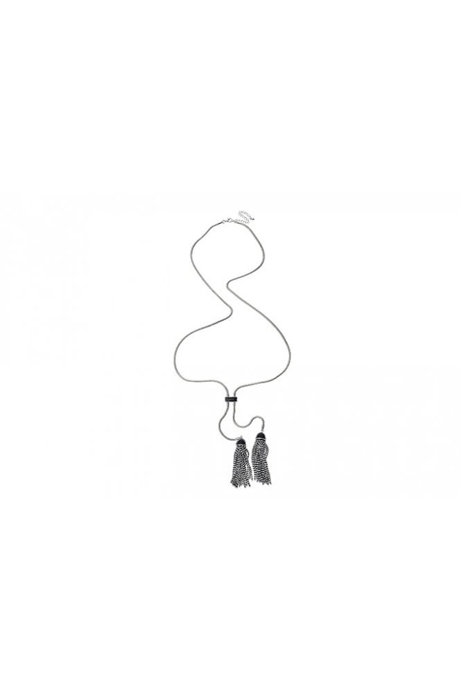 Majique London Chic Metallic Serpent Strand With Boho Seed Tassel Necklace