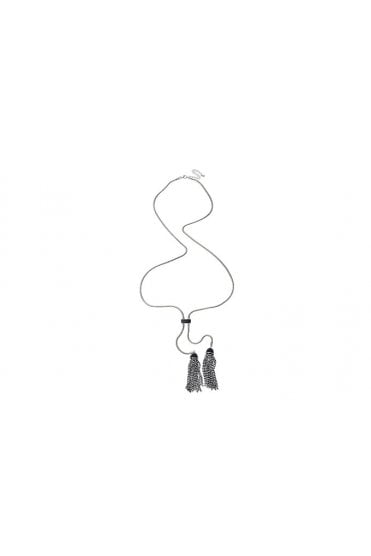 Chic Metallic Serpent Strand With Boho Seed Tassel Necklace