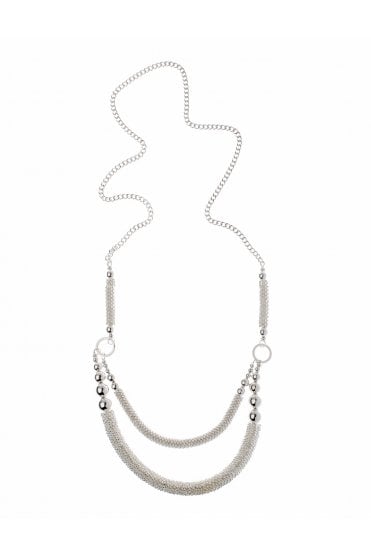 Chic Silver Mesh Bar Link Necklace