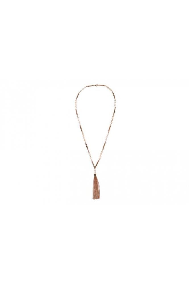 Majique London Chic Tassel & Pearl Bead Necklace