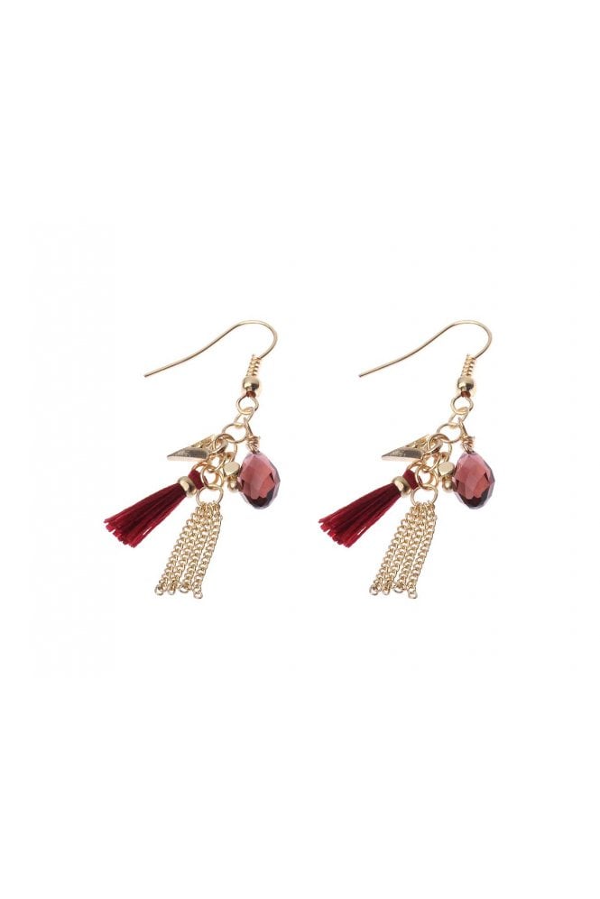 Majique London Crimson Tassel Hook Earring