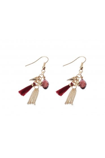 Crimson Tassel Hook Earring