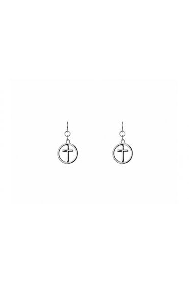 Cross Drop Fish Hook Earring