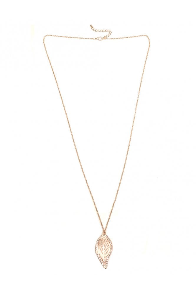 Majique London Crystal Ember Leaf Necklace