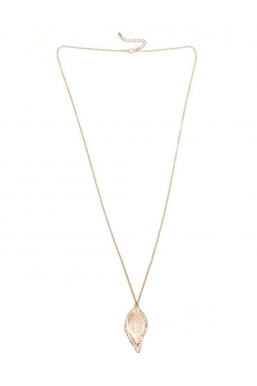 Crystal Ember Leaf Necklace