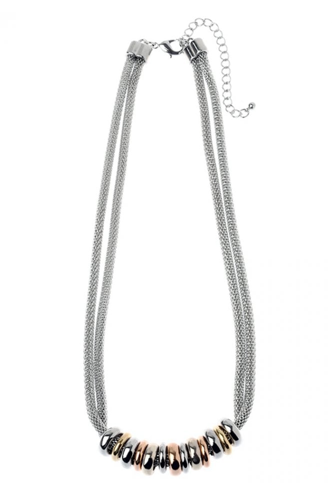 Majique London Dual Row Mesh Ring Necklace