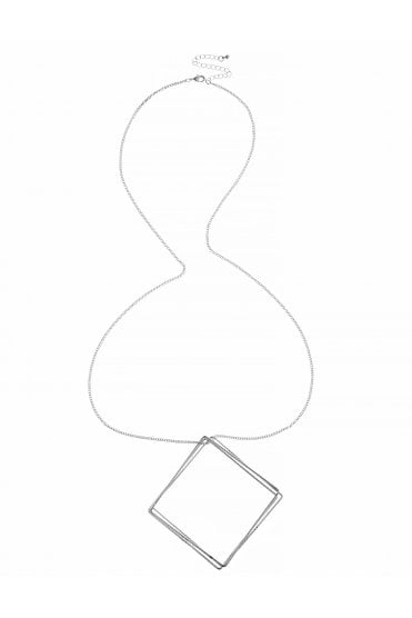 Dual Square Pendant Long Necklace