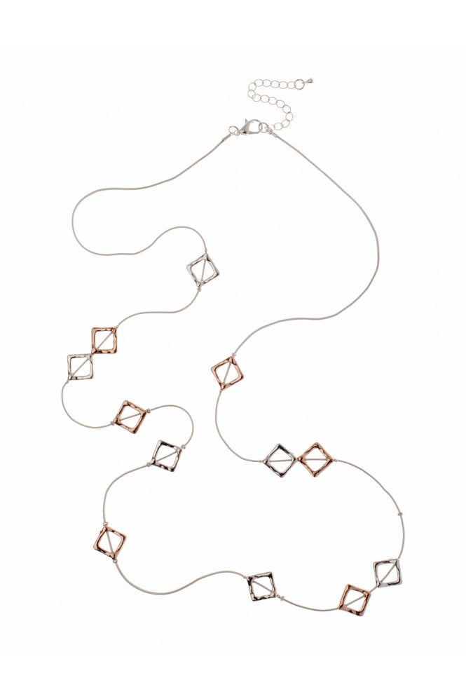 Majique London Dual Tone Diamond Hoop Snake Chain Necklace