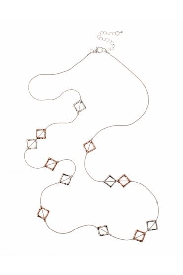 Dual Tone Diamond Hoop Snake Chain Necklace