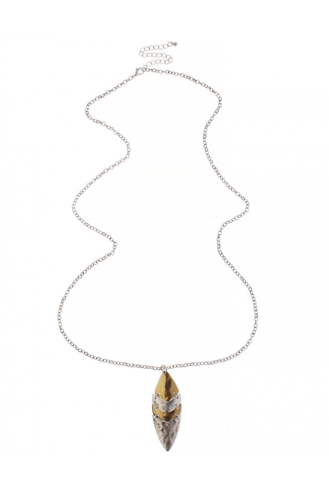 Majique London Dual Tone Oval Pendant Necklace