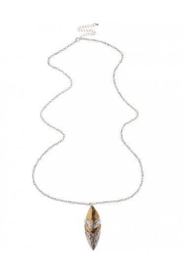 Dual Tone Oval Pendant Necklace