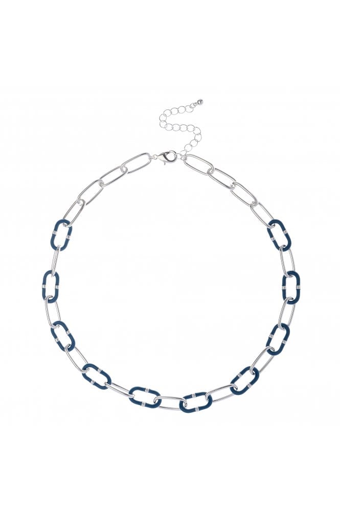 Majique London Silver Link Enamel Chain Necklace