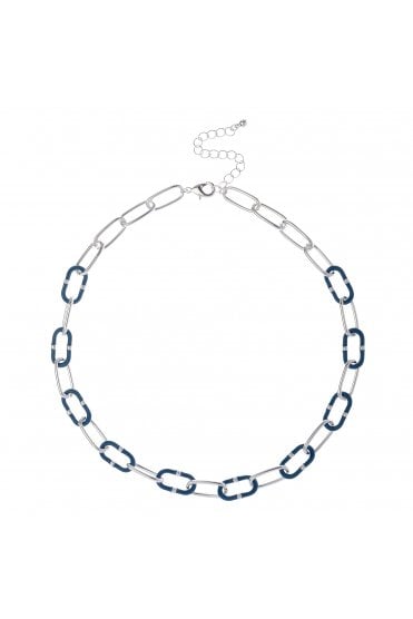Silver Link Enamel Chain Necklace