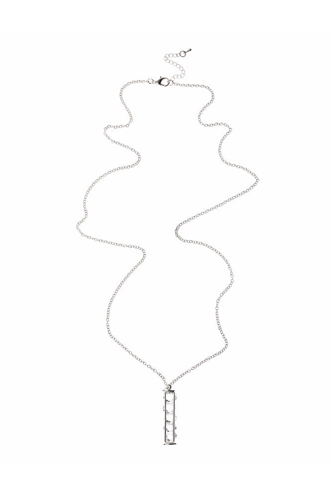Majique London Glam Silver Chain Necklace With Sparkling Crystal Pendant