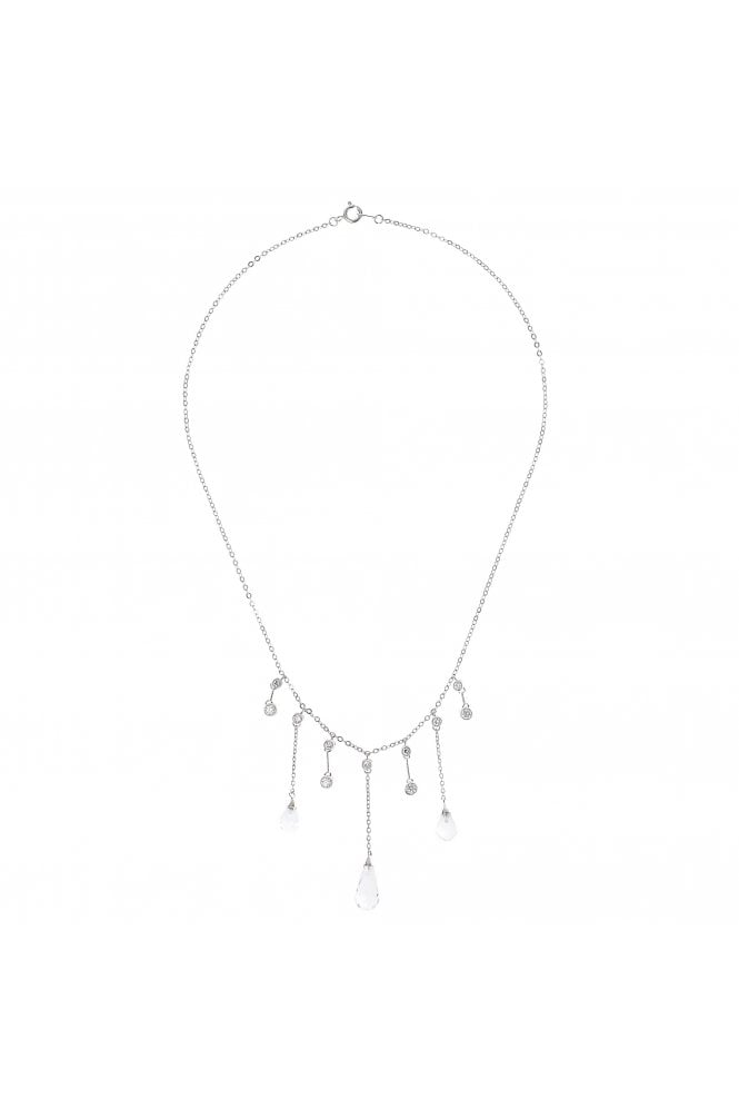 Majique London Glamour Strand Luminosity Necklace with Cubic Zirconia Infused Glass Beads