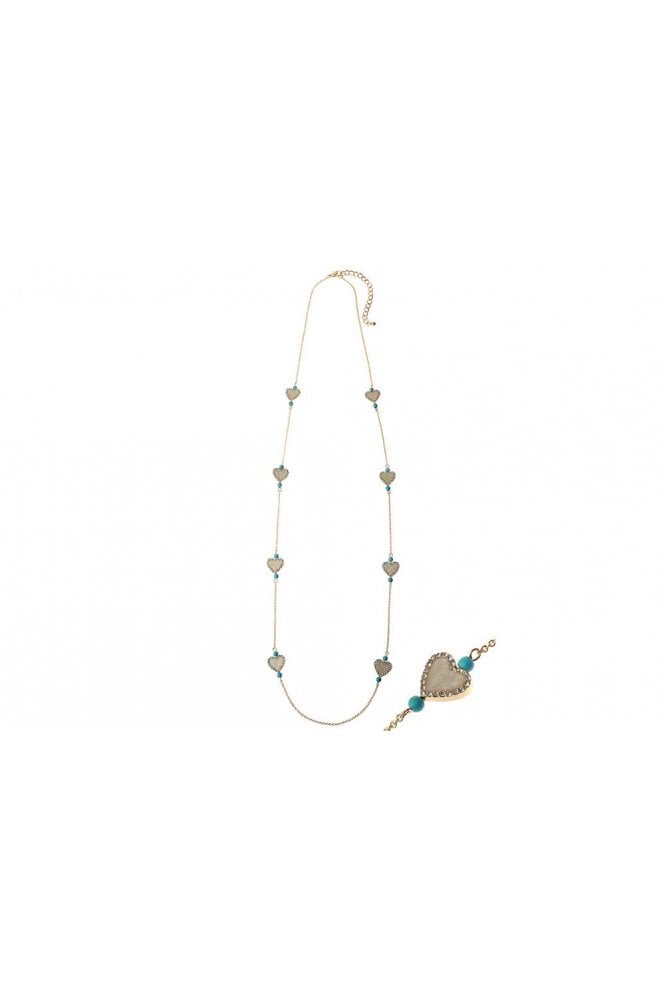 Majique London Gleaming Heart Long Necklace