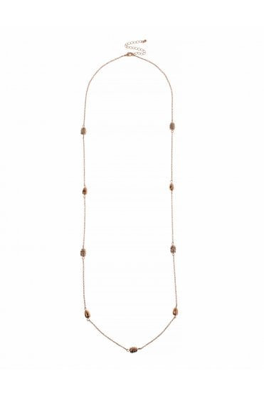 Gleaming Rose Gold Bead Necklace With Crystals