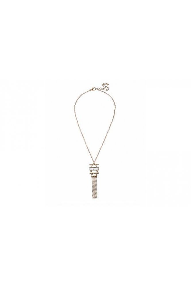 Majique London Gold Tassel Bar Necklace