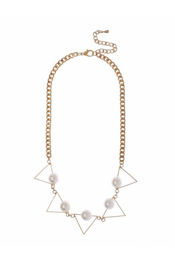 Majique London Golden Triangle & Pearl Necklace