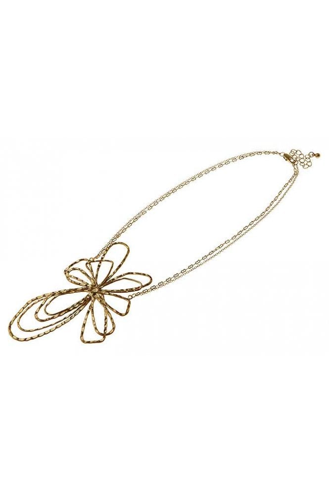 Majique London Golden Wire Flower Pendant Necklace