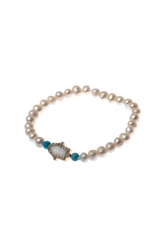 Majique London Hamsa Glow Pearl Bracelet
