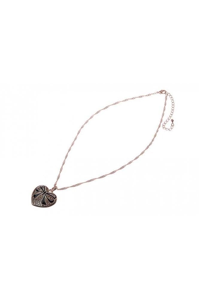 Majique London Bow Heart Charm Chain Necklace