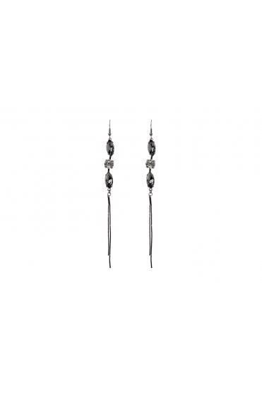 Hematite Elegance Oval Noir Diamond And Crystal Cascade Earrings