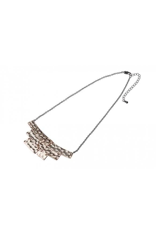 Majique London Hematite & Hammered Gold Bar Necklace
