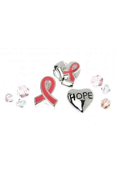 Hope & Ribbon Heart Charms