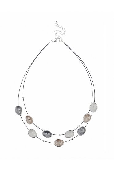 Jetset Double Strand Wire Necklet With Oval Accents