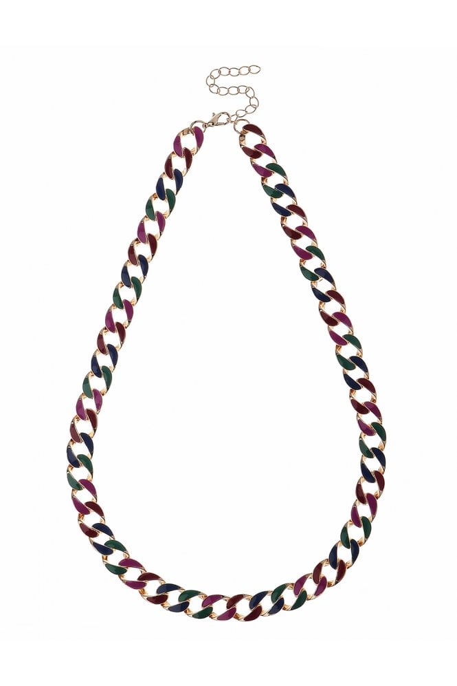 Majique London Luxe Gilded Spectrum Chain Necklace with Vivid Enamel Accents
