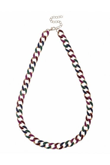 Luxe Gilded Spectrum Chain Necklace with Vivid Enamel Accents