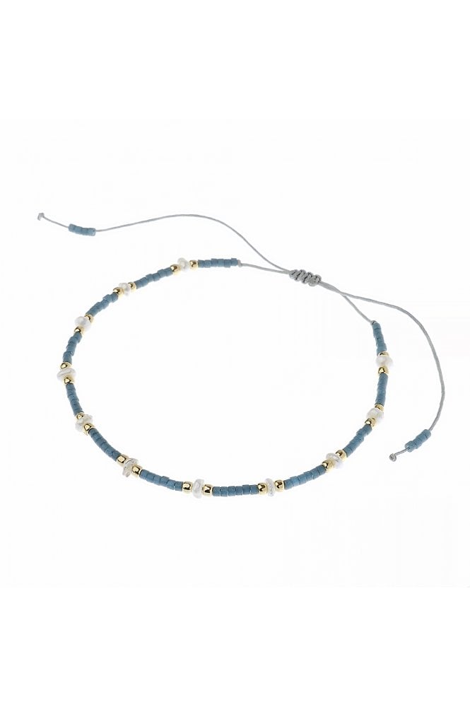 Majique London Luxe Pearl Fusion Miyuki Seed Beads Bracelet In Turquoise & Pearl