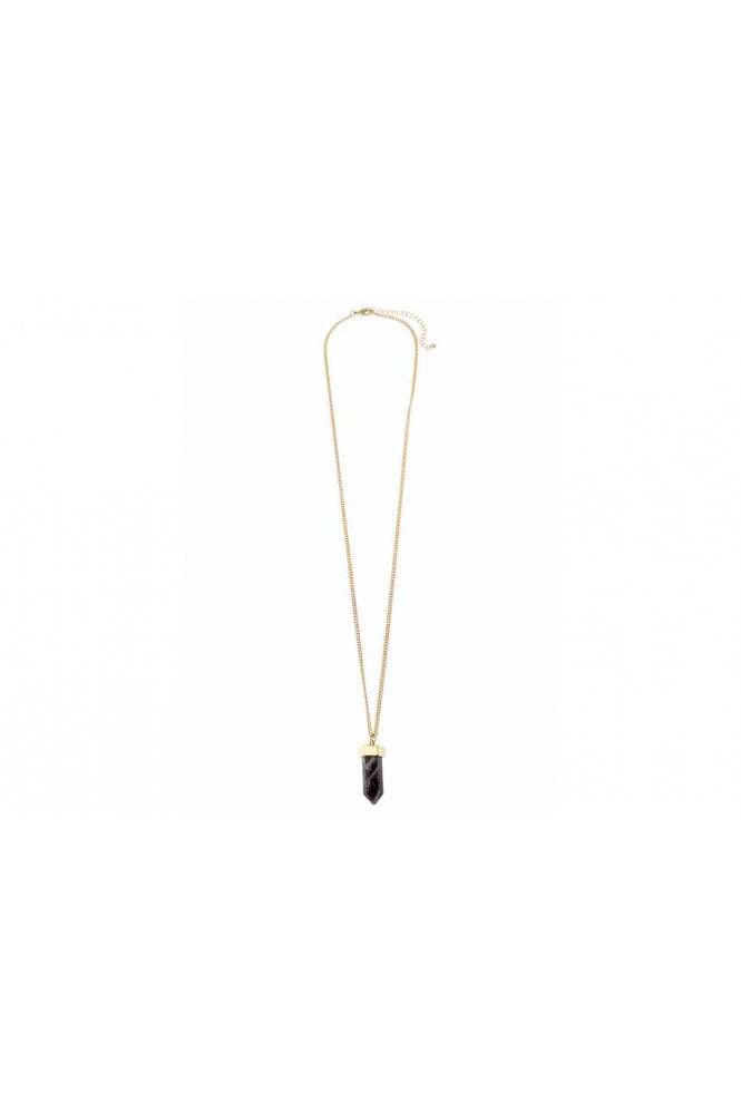 Majique London 14K Gold Chain Necklace with Purple Quartz Arrowhead Charm